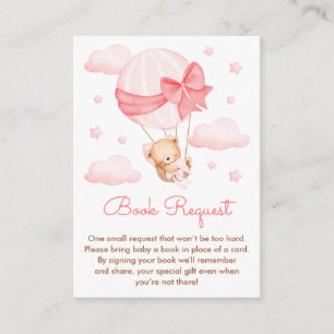 Tarjeta De Recepción Libro Solicitado para Baby Shower de Niña Oso Glob