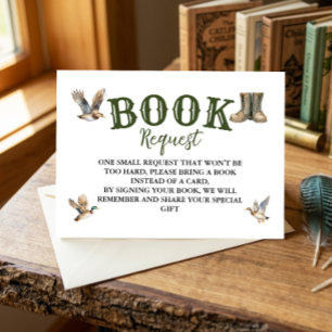 Tarjeta De Recepción Libro solicitado para baby shower de niño cazador