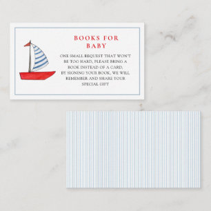 Tarjeta De Recepción Libro solicitado para baby shower de niño con barc