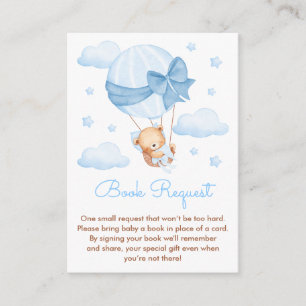 Tarjeta De Recepción Libro Solicitud Baby Shower Niño Oso Globo Azul