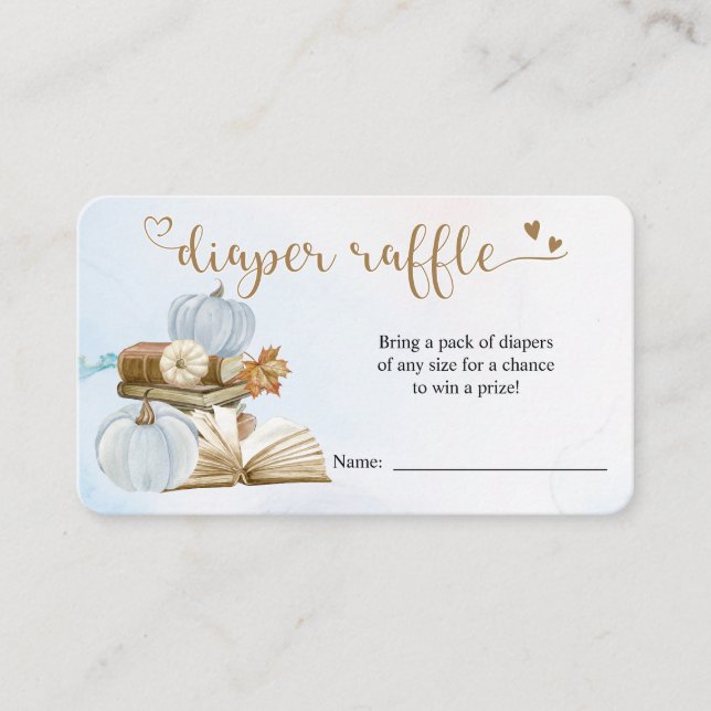 Tarjeta De Recepción Libro Tema Azul Baby Shower Diaper Raffle Card (Anverso)