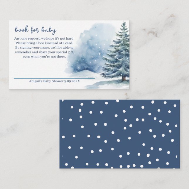 Tarjeta De Recepción Libro verde de nieve cubierto para Baby Shower par (Anverso / Reverso)