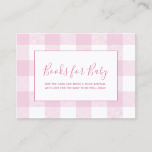 Tarjeta De Recepción Libros a cuadros rosa pálido y blanco de gingham p
