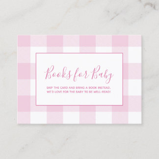 Tarjeta De Recepción Libros a cuadros rosa pálido y blanco de gingham p