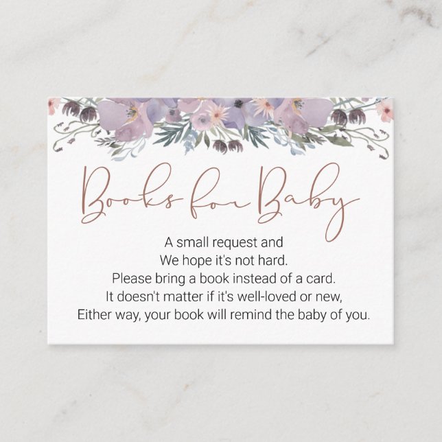 Tarjeta De Recepción LIBROS acuarelas florales para Baby Shower (Anverso)