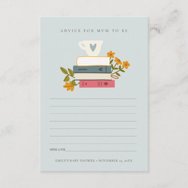 Tarjeta De Recepción Libros apilados Consejo Floral para Mamá Baby Show (Anverso)