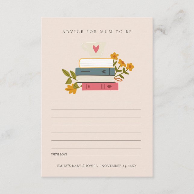 Tarjeta De Recepción Libros apilados Consejo Floral para Mamá Baby Show (Anverso)