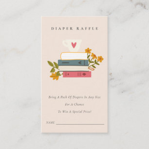 Tarjeta De Recepción Libros apilados Diaper Floral Mamá Raffle Baby Sho