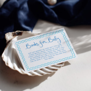 Tarjeta De Recepción Libros azules caprichosos escritos a mano para beb