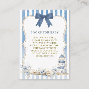 Tarjeta De Recepción Libros azules de faro náutico para baby shower