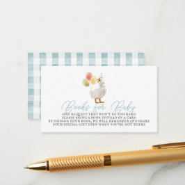 Tarjeta De Recepción Libros azules de Gingham para bebé
