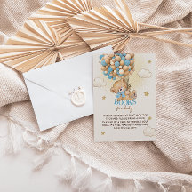 Libros azules de globos de oso para Baby Shower