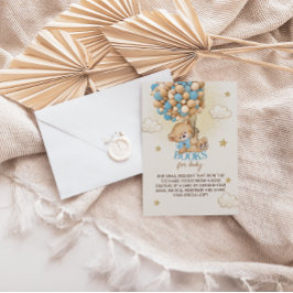 Tarjeta De Recepción Libros azules de globos de oso para Baby Shower