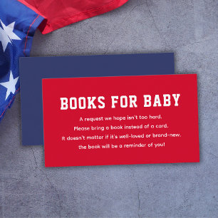 Tarjeta De Recepción Libros Azules Rojos Para Bebé 4 De Julio Baby Show