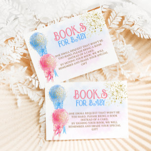 Tarjeta De Recepción Libros azules rosados para la revelación del géner