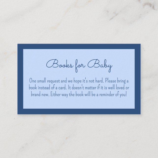 Tarjeta De Recepción Libros azules simples y dulces para el bebé (Anverso)