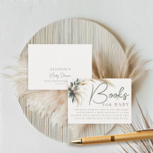 Libros Baby Shower Boho Pampas Greenery Neutral