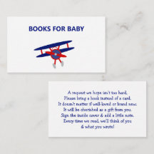 Libros Baby Shower de aviones azules y rojos para