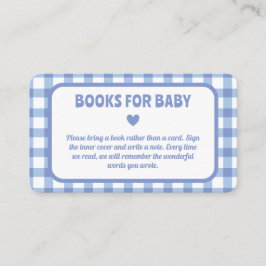 Tarjeta De Recepción Libros Baby Shower De Blue Gingham Boy Para Bebés