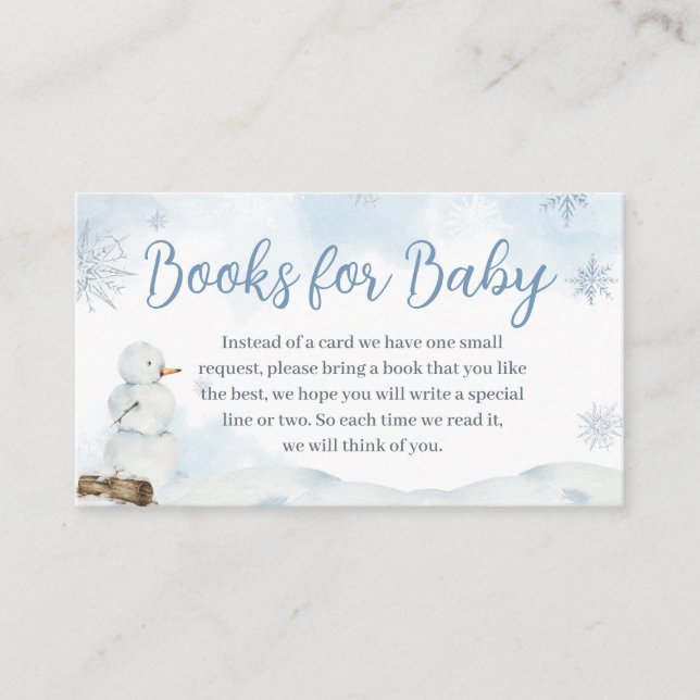Tarjeta De Recepción Libros Baby Shower de Blue Winter Wonderland para  (Anverso)