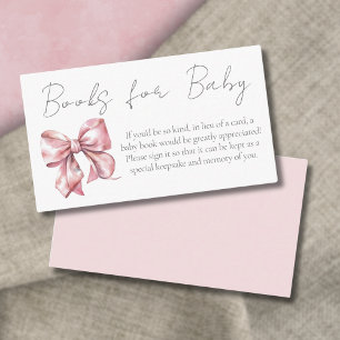 Tarjeta De Recepción Libros Baby Shower De Bow Rosado Para Bebés