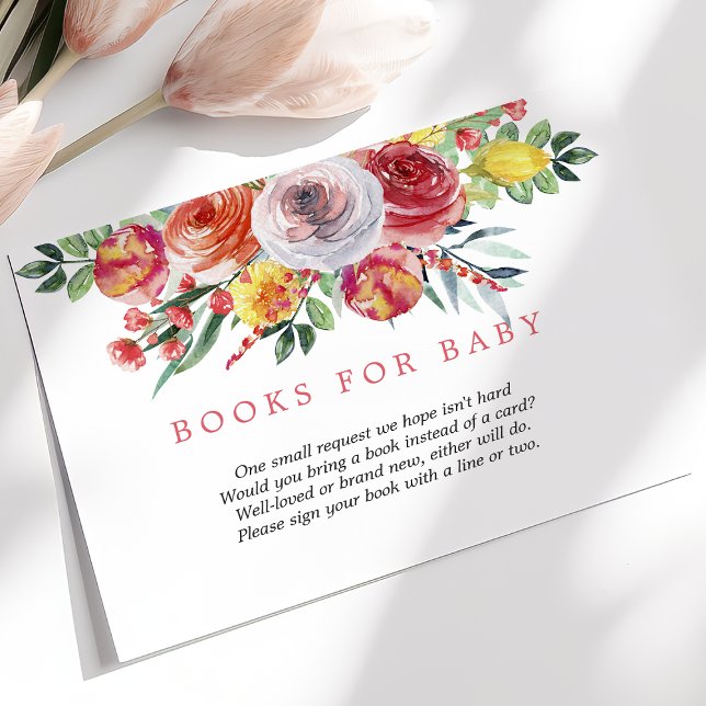 Tarjeta De Recepción Libros Baby Shower De Flores Silvestres Para Bebés (Subido por el creador)