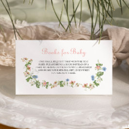 Tarjeta De Recepción Libros Baby Shower de flores silvestres rosadas pa