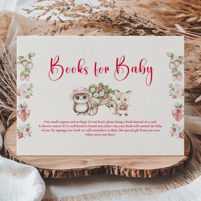 Tarjeta De Recepción Libros Baby Shower de fresa de Woodland para bebé (Subido por el creador)