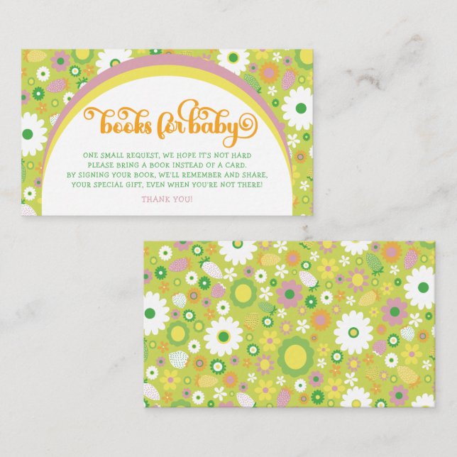 Tarjeta De Recepción Libros Baby Shower De Fresas Para Bebés (Anverso / Reverso)