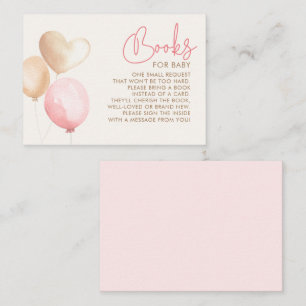 Tarjeta De Recepción Libros Baby Shower de globos marrones y rosas