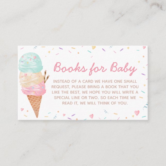 Tarjeta De Recepción Libros Baby Shower de helados para bebé (Anverso)