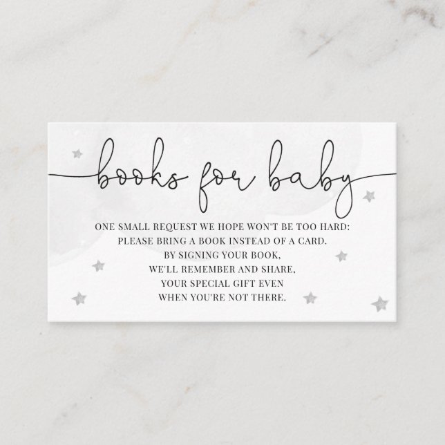 Tarjeta De Recepción Libros Baby Shower De Little Star Para Baby Gray (Anverso)