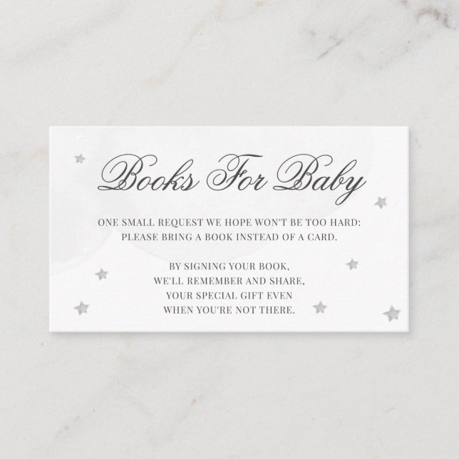 Tarjeta De Recepción Libros Baby Shower De Little Star Para Baby Gray (Anverso)