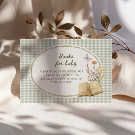 Tarjeta De Recepción Libros Baby Shower de marco verde de madera de vac