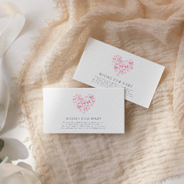 Tarjeta De Recepción Libros Baby Shower de Personalizado de Pink Heart