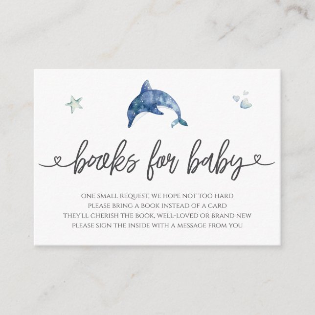 Tarjeta De Recepción Libros Baby Shower de Sea Life para el bebé (Anverso)