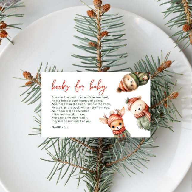 Tarjeta De Recepción Libros Baby Shower de Woodland Winter Forest para  (Subido por el creador)