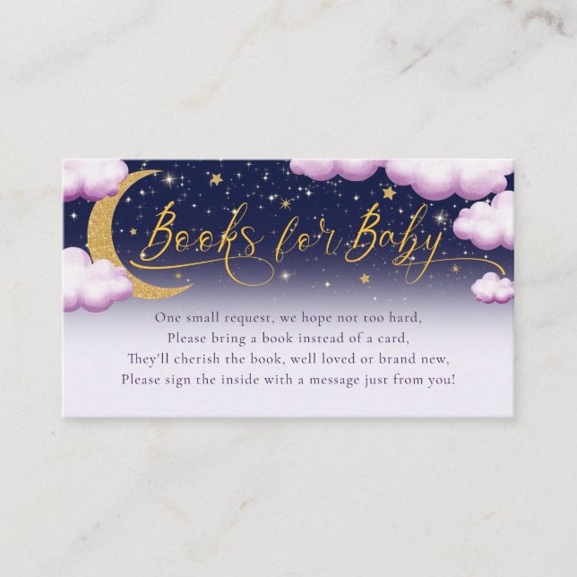 Tarjeta De Recepción Libros Baby Shower del Chica rosado de estrella pe (Anverso)