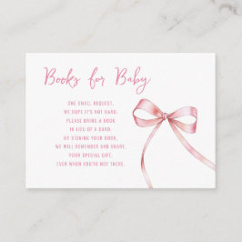 Tarjeta De Recepción Libros Baby Shower simples Chicas de Bow Rosa para