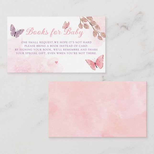 Tarjeta De Recepción Libros Baby Shower sobre mariposas acuáticas para  (Anverso / Reverso)