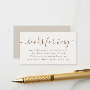 Tarjeta De Recepción Libros Beige Mínimos para Baby Shower