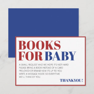Tarjeta De Recepción Libros blancos y azules rojos para el bebé 4 de ju