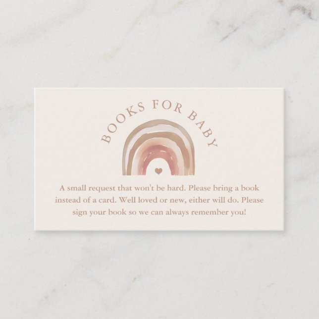 Tarjeta De Recepción Libros boho arcoíris neutros para bebé (Anverso)