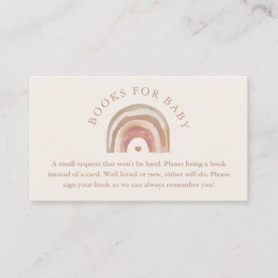 Tarjeta De Recepción Libros boho arcoíris neutros para bebé