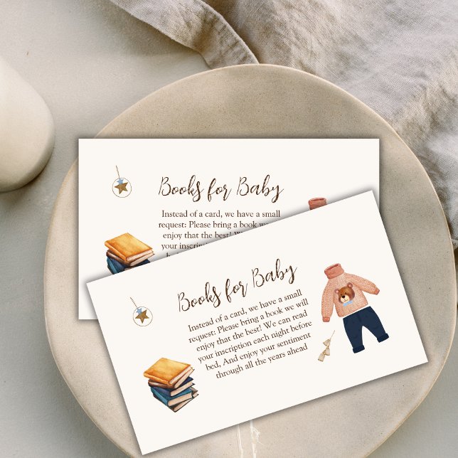 Tarjeta De Recepción Libros Boho Boy Winter Clothes Para Baby Shower (Books Boho Boy Winter Clothes For Baby Shower Enclosure Card)