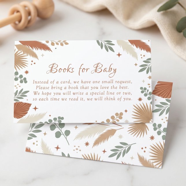 Tarjeta De Recepción Libros Boho Eucalipto Verde Salvia para Bebé (Boho Eucalyptus Sage Green Books for Baby Enclosure Card)