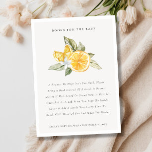 Tarjeta De Recepción Libros Botánicos Mínimos De Limón Para Baby Shower