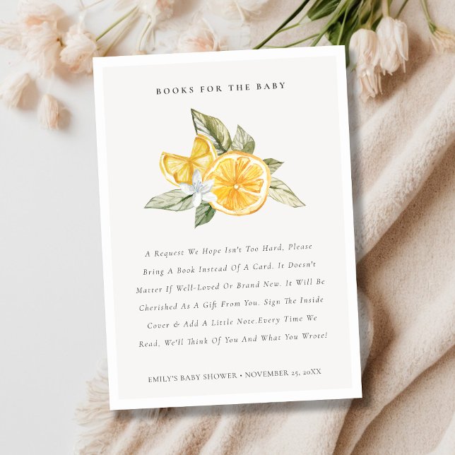 Tarjeta De Recepción Libros Botánicos Mínimos De Limón Para Baby Shower (Subido por el creador)