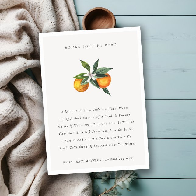 Tarjeta De Recepción Libros Botánicos Mínimos Naranjas Para Baby Shower (Subido por el creador)