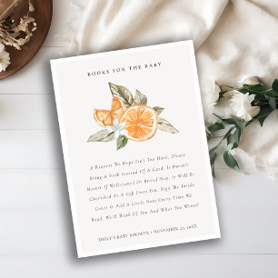Tarjeta De Recepción Libros Botánicos Mínimos Naranjas Para Baby Shower